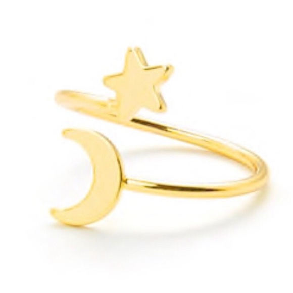 Ocean Dreams Jewelry - gold star and moon wrap ring